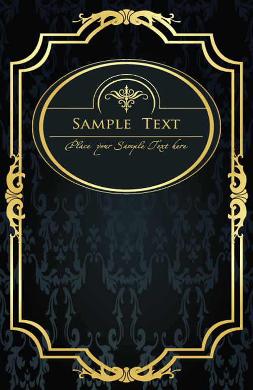 Gold lace frame vector set 02