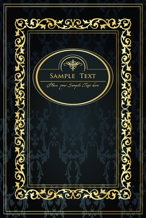 Gold lace frame vector set 04