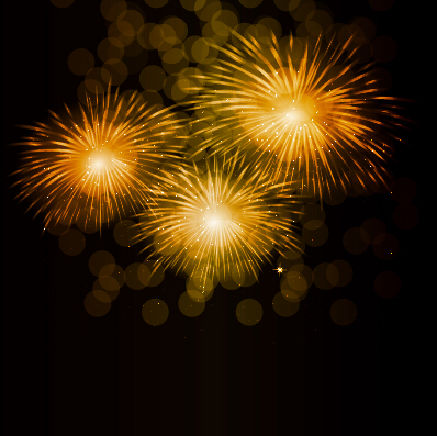 Golden fireworks effect vector background 02