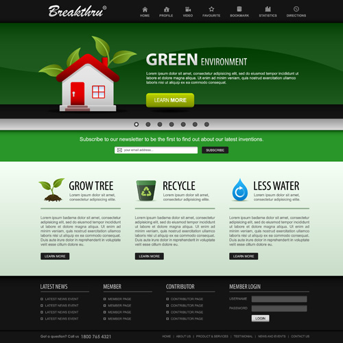 Green environment style website template vector 01 Green environment style website template vector 01