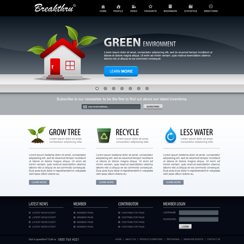 Green environment style website template vector 02 Green environment style website template vector 02