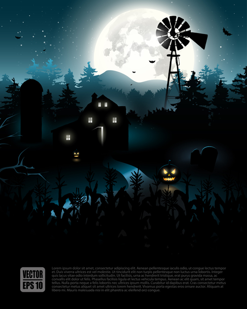 Happy Halloween backgrounds vector set 05