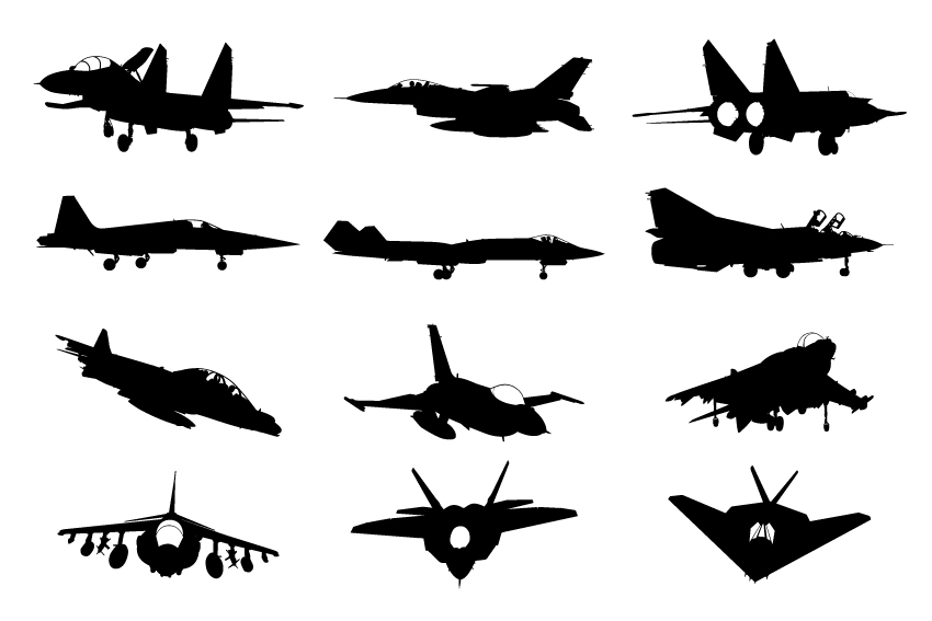 silhouette plane military 