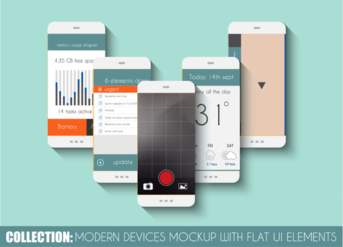 with mockup mobile flat elements designs 