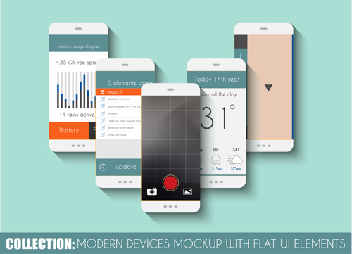 Mobile devices mockup with flat UI elements vector 06 Mobile devices mockup with flat UI elements vector 06