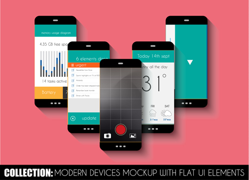 Mobile devices mockup with flat UI elements vector 07 Mobile devices mockup with flat UI elements vector 07