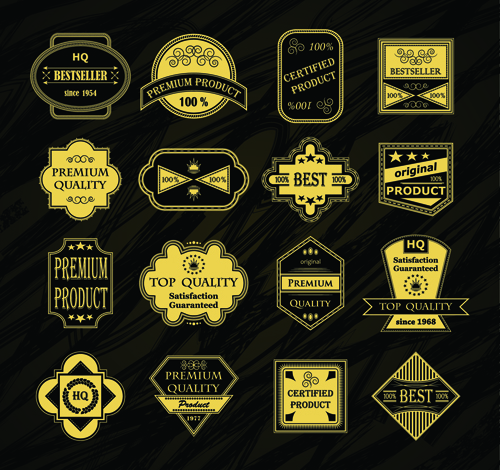 Ornate golden labels vector material 02