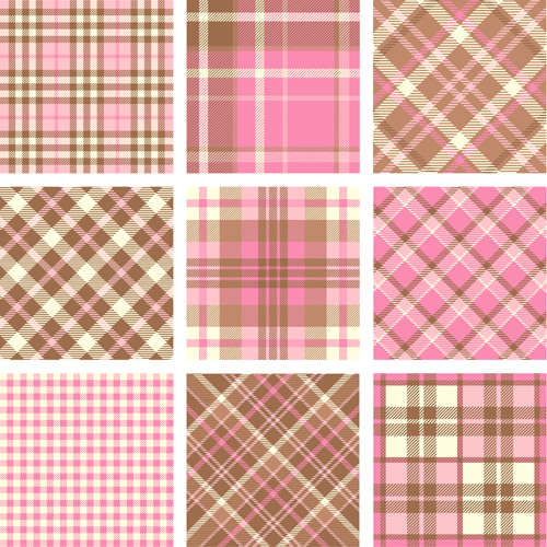Plaid fabric patterns seamless vector 08