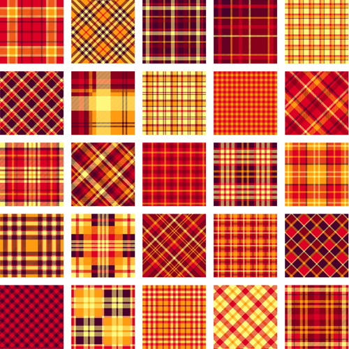 Plaid fabric patterns seamless vector 09