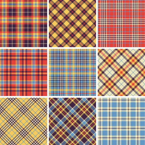 Plaid fabric patterns seamless vector 15
