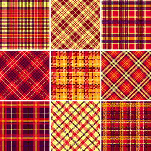 Plaid fabric patterns seamless vector 18