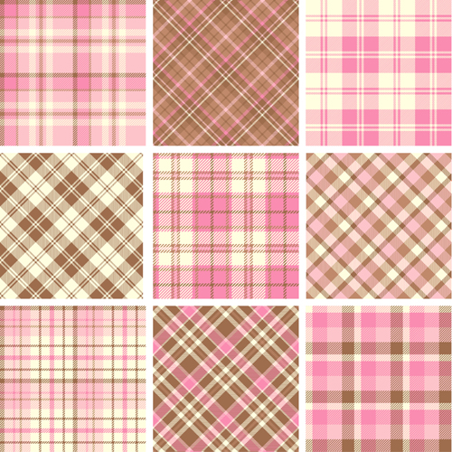 Plaid fabric patterns seamless vector 21