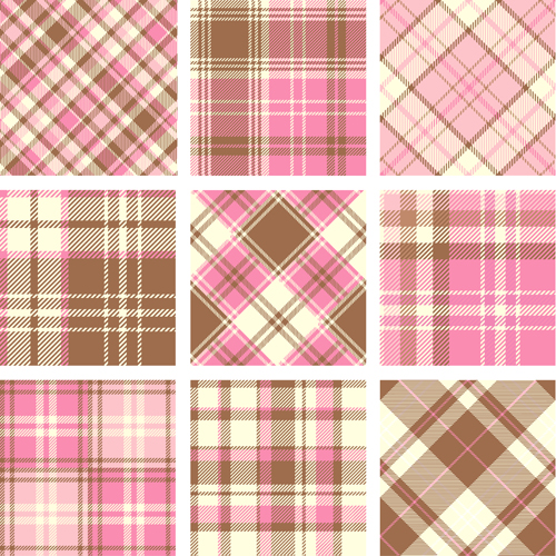 Plaid fabric patterns seamless vector 24