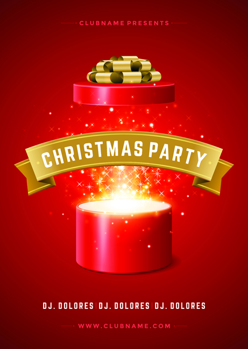 xmas Red style party flyer 