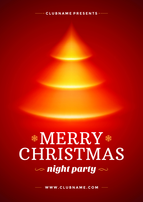 Red style xmas party flyer vector 02
