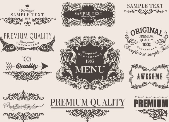 lligraphic frame labels decor vector 02 Retro calligraphic frame labels decor vector 02