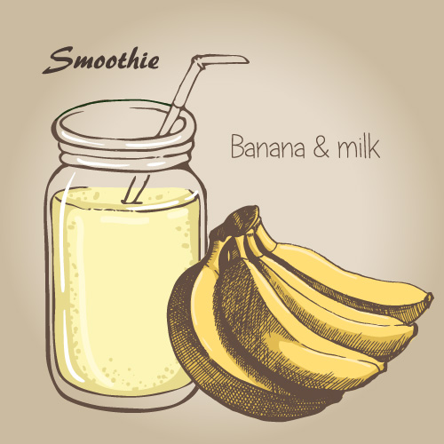 Smoothie fruits drink vector sketch material 05