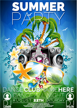 Summer disco night party flyer 06