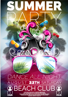Summer disco night party flyer 07
