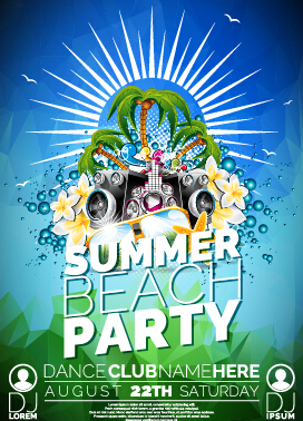 Summer disco night party flyer 08