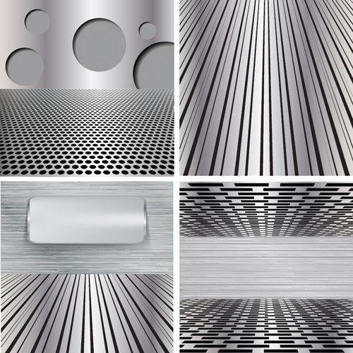 Various metal style background set vector 02