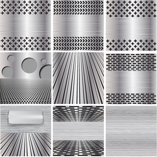 metal style background set vector 03 Various metal style background set vector 03
