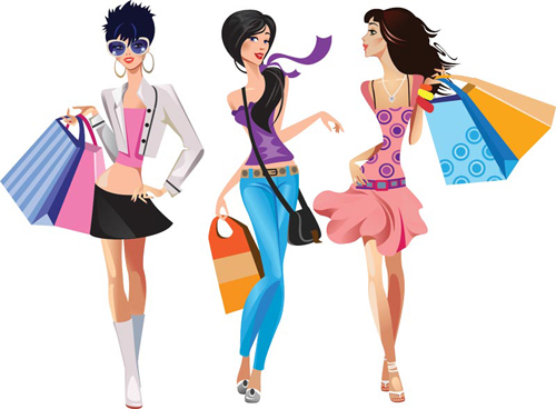 Vector fashion girls design elements set 09