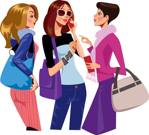 Vector fashion girls design elements set 13