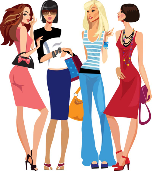 Vector fashion girls design elements set 14