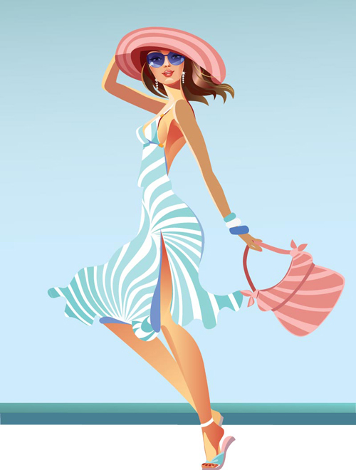Vector fashion girls design elements set 19
