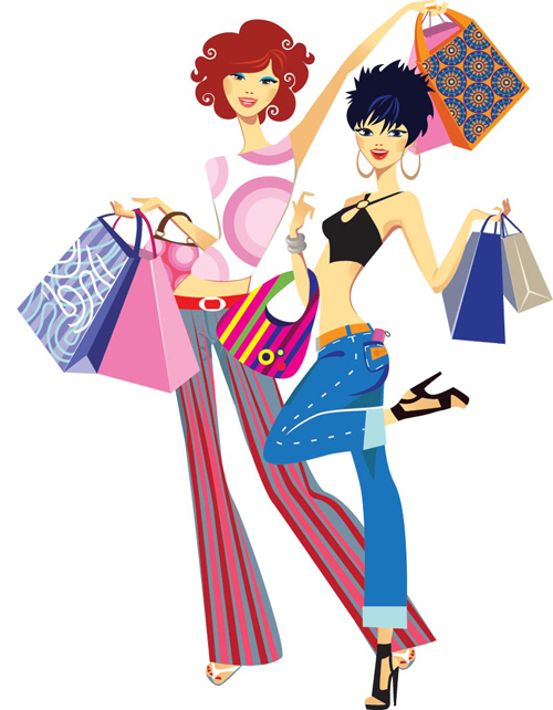 Vector fashion girls design elements set 20