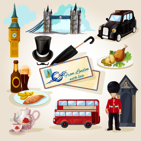 Vintage travel object elenemts vector 02