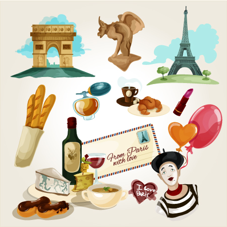 Vintage travel object elenemts vector 04