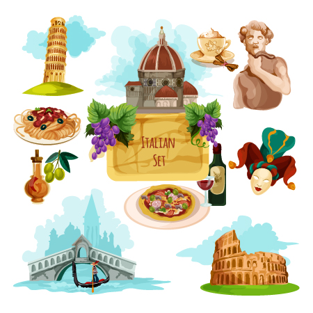 Vintage travel object elenemts vector 05