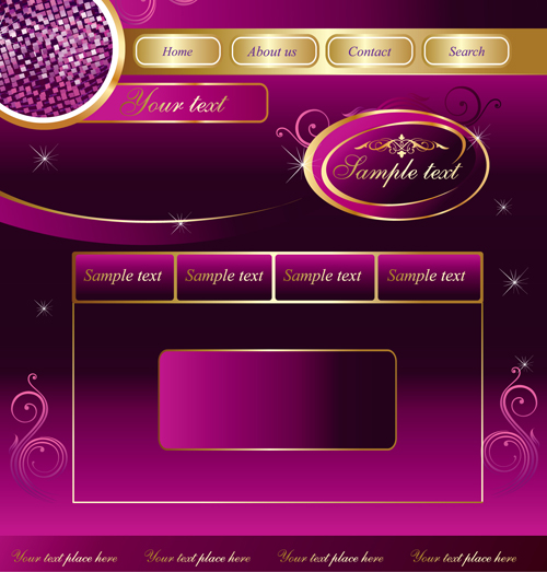 Web sites design template and button vector graphic 02