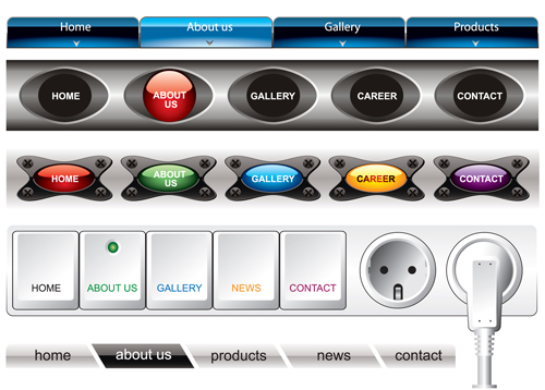 Web sites design template and button vector graphic 04