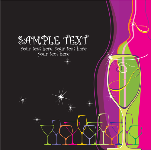Elements of Wine design vector graphic set 03
