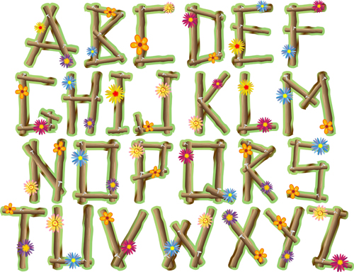 wood flower alphabet 