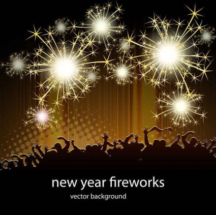Shining fireworks with party background vector material Shining fireworks with party background vector material
