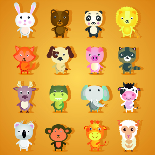 lovely animal cartoon style vector 01