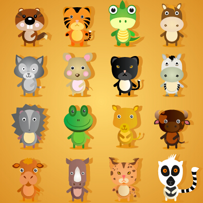 lovely animal cartoon style vector 02