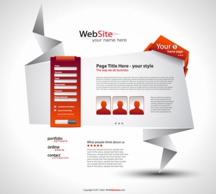 White with Orange origami website template vector White with Orange origami website template vector