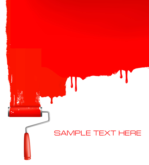 Coloful Paint brushes design elements 05