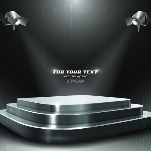 Set of Stage with spotlight vector background 05