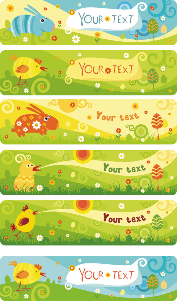 Cute Cartoon benner 02 vector