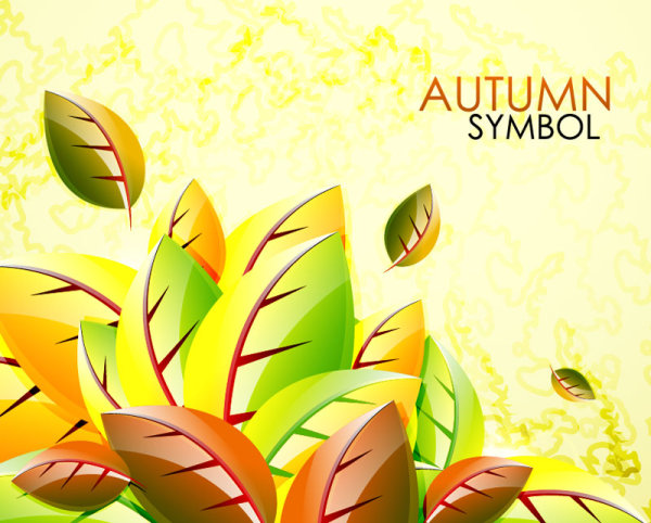 autumn leaves elements background vector set 03