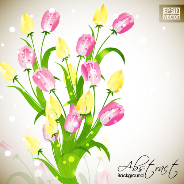 Pretty flower background vector graphic set 01