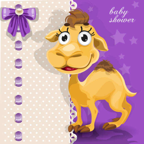 Cute cartoon Animal cards design vector 04