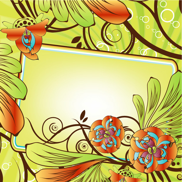 Beautiful flowers decorative frame vector