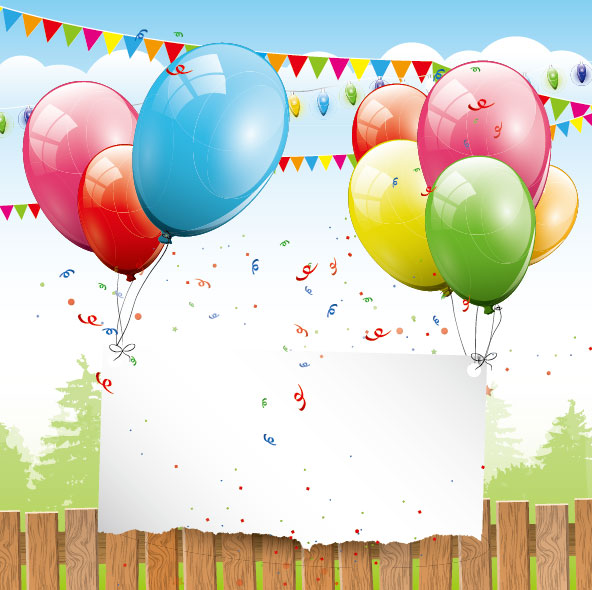 Color Balloon with Festival design vector 04
